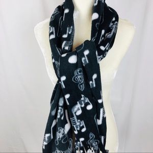 $$ Musical Large Fleece Scarf Black White